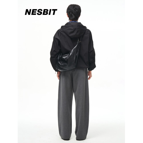 NESBIT【秋千】松弛感軟皮牛角包男2025新款潮牌餃子包單肩斜後後背包