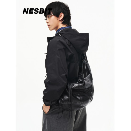 NESBIT【秋千】松弛感軟皮牛角包男2025新款潮牌餃子包單肩斜後後背包