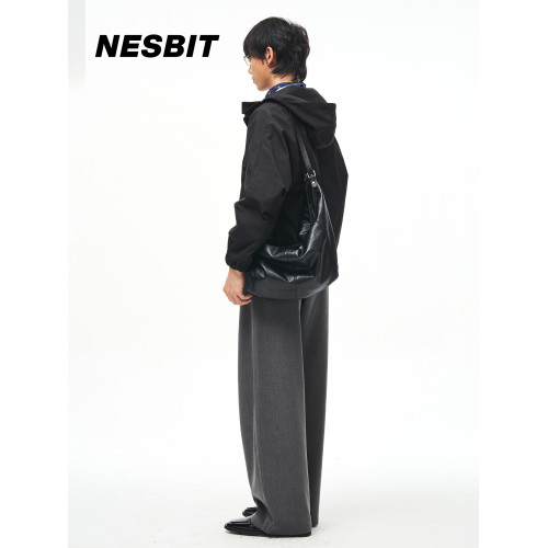 NESBIT【秋千】松弛感軟皮牛角包男2025新款潮牌餃子包單肩斜後後背包