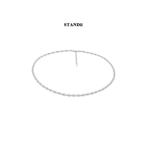 STANDii手作銀色小米粒項鍊choker極簡約百搭疊戴項圈高級感銀豆