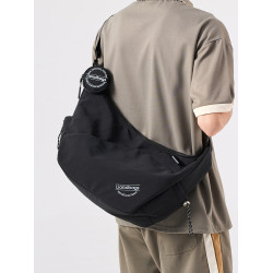 斜後後背包男生潮牌2025新款時尚休閒機能騎行運動潮流郵差男款單肩包