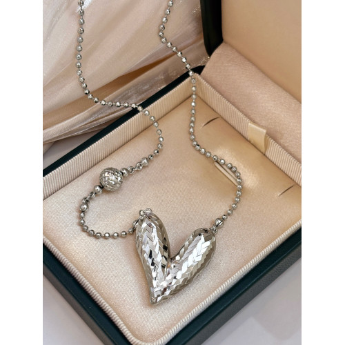 銀色鏤空碎冰冰愛心吊墜項鍊女小衆設計感百搭秋冬長款桃心毛衣鏈