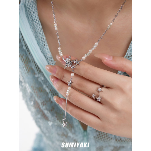 SUMIYAKI 星錮系列串珠流蘇星星雙層項鍊 可拆開