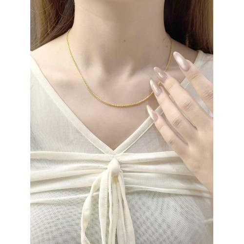 古法金鈦鋼不掉色肖邦鏈素鏈萬能可穿吊墜m釦簡約百搭鎖骨鍊配飾