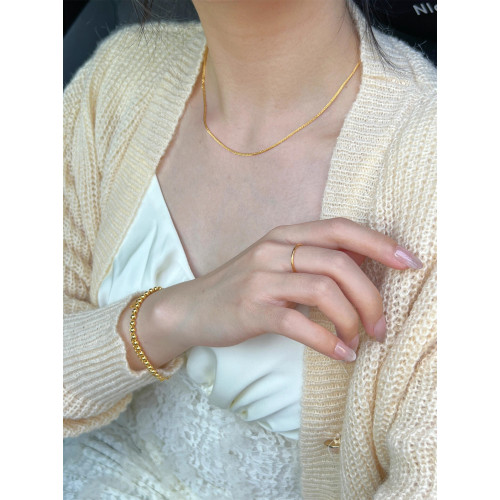 古法金鈦鋼不掉色肖邦鏈素鏈萬能可穿吊墜m釦簡約百搭鎖骨鍊配飾