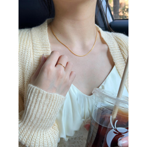 古法金鈦鋼不掉色肖邦鏈素鏈萬能可穿吊墜m釦簡約百搭鎖骨鍊配飾