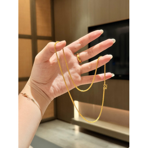 古法金鈦鋼不掉色肖邦鏈素鏈萬能可穿吊墜m釦簡約百搭鎖骨鍊配飾