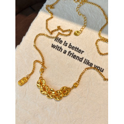 新中式碎冰冰招財五帝錢項鍊女高級感輕奢小衆長款鎖骨毛衣鏈配飾