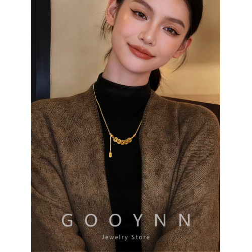 新中式碎冰冰招財五帝錢項鍊女高級感輕奢小衆長款鎖骨毛衣鏈配飾 新中式碎冰冰招財五帝錢項鍊女高級感輕奢小衆長款鎖骨毛衣鏈配飾