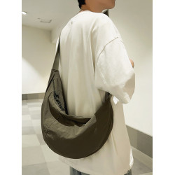 男士2026新款斜後後背包單肩包大容量斜後後背包包黑色餃子包潮牌ins布包