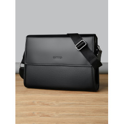 商務手提包大容量斜後後背包會議包橫款單肩包繙蓋男包復古通勤男包新