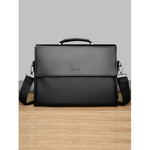 商務手提包大容量斜後後背包會議包橫款單肩包繙蓋男包復古通勤男包新