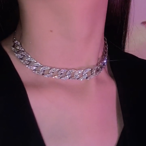 古巴項鍊女ins嘻哈潮高級感鎖骨鍊街頭個性粗鏈子配飾2022新款潮