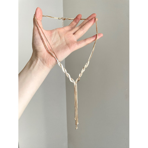 Vintage古著 Golden hemp flower snake bone chain項鍊