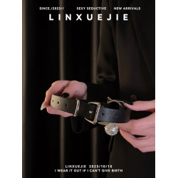 林學姐~性感黑色皮質項圈女M鏈條金屬貓頭禁欲系choker頸環