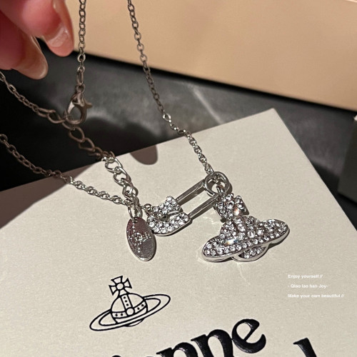 【喬老板Joy】土星別針項鍊銀色鎖骨西太後閃鑽甜酷小衆設計感潮