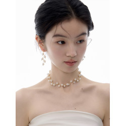 NO SOLUTION 自然系列 滿天星珍珠項鍊原創設計超仙手工鎖骨鍊