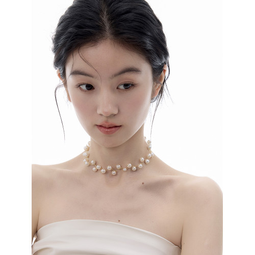 NO SOLUTION 自然系列 滿天星珍珠項鍊原創設計超仙手工鎖骨鍊