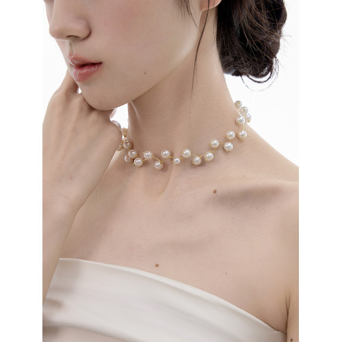 NO SOLUTION 自然系列 滿天星珍珠項鍊原創設計超仙手工鎖骨鍊