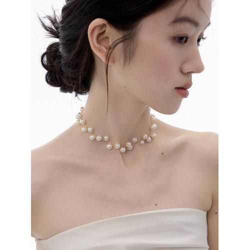 NO SOLUTION 自然系列 滿天星珍珠項鍊原創設計超仙手工鎖骨鍊