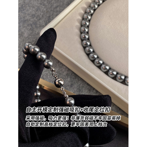 施家真多麻鉑金銀灰色珍珠項鍊女輕奢氣質高級感毛衣鏈磁吸釦頸鏈 施家真多麻鉑金銀灰色珍珠項鍊女輕奢氣質高級感毛衣鏈磁吸釦頸鏈