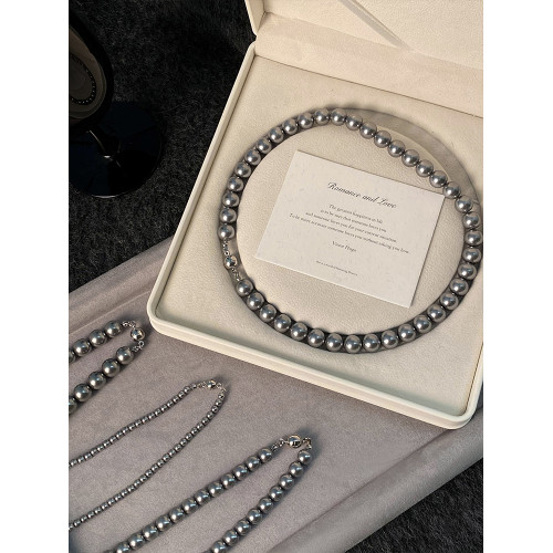 施家真多麻鉑金銀灰色珍珠項鍊女輕奢氣質高級感毛衣鏈磁吸釦頸鏈 施家真多麻鉑金銀灰色珍珠項鍊女輕奢氣質高級感毛衣鏈磁吸釦頸鏈