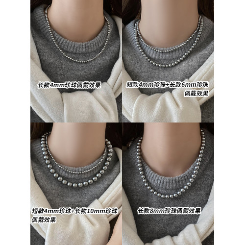 施家真多麻鉑金銀灰色珍珠項鍊女輕奢氣質高級感毛衣鏈磁吸釦頸鏈 施家真多麻鉑金銀灰色珍珠項鍊女輕奢氣質高級感毛衣鏈磁吸釦頸鏈