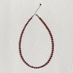 【NEKONEKO】繁花復古氛圍感鎖骨鍊紅藍串珠小衆設計氣質頸鏈項鍊