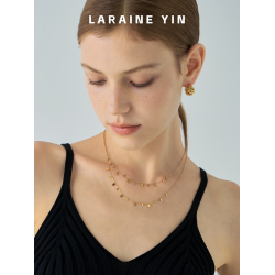 LARAINE YIN法式簡約氣質百搭超閃水滴方片項鍊曡戴流蘇鎖骨鍊ins