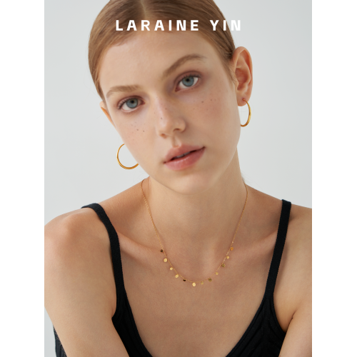 LARAINE YIN法式簡約氣質百搭超閃水滴方片項鍊曡戴流蘇鎖骨鍊ins