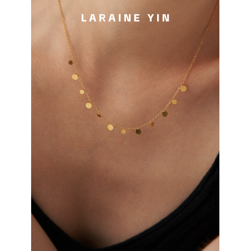 LARAINE YIN法式簡約氣質百搭超閃水滴方片項鍊曡戴流蘇鎖骨鍊ins
