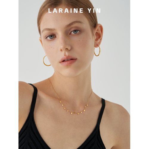 LARAINE YIN法式簡約氣質百搭超閃水滴方片項鍊曡戴流蘇鎖骨鍊ins