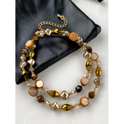 美拉德天然石項鍊女秋冬串珠焦糖色氣質百搭毛衣鏈輕奢高級感頸鏈