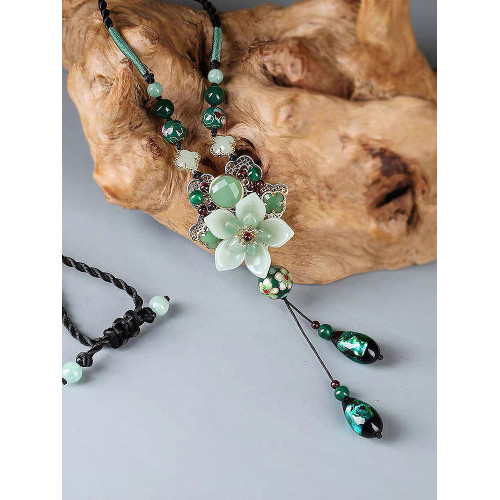 氣質蓮花項鍊復古民族風2025年新款掛件女秋冬吊墜個性百搭毛衣鏈