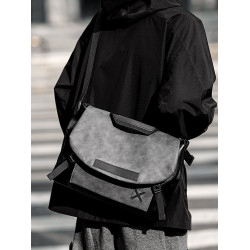 單肩包男簡約休閒大容量斜後後背包潮韓版皮質男包後後背包時尚商務手提包