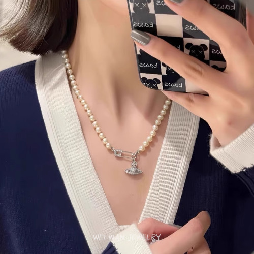 西太後土星珍珠項鍊女款別針立體星球頸鏈Vancl Rose毛衣鏈鎖骨鍊