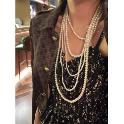 秋冬復古時尚高級感珍珠多層曡搭項鍊氣質長頸鏈毛衣鏈2025年新款