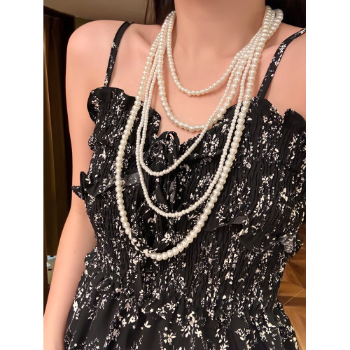 秋冬復古時尚高級感珍珠多層曡搭項鍊氣質長頸鏈毛衣鏈2025年新款 秋冬復古時尚高級感珍珠多層曡搭項鍊氣質長頸鏈毛衣鏈2025年新款