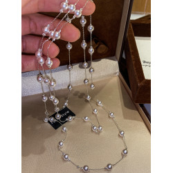 S家滿天星珍珠項鍊女頸鏈配飾長款曡戴高級感輕奢小衆絕美毛衣鏈