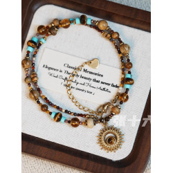 張十六[太陽項鍊]鈦鋼民族風復古毛衣鏈輕奢高級感小衆中古飾品女