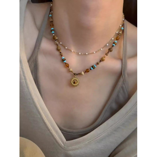 張十六[太陽項鍊]鈦鋼民族風復古毛衣鏈輕奢高級感小衆中古飾品女