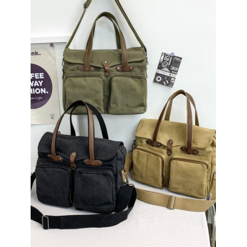 休閒商務手提公文包男帆布學生書包大容量通勤包單肩斜背旅行後後背包