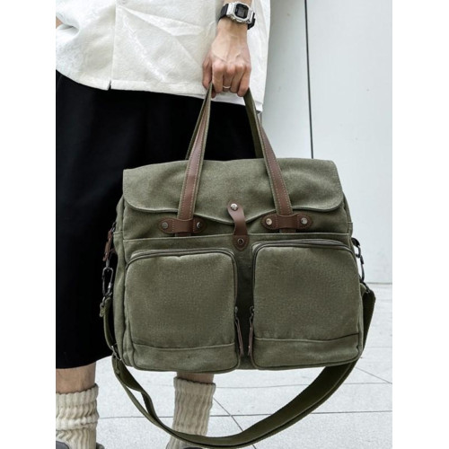 休閒商務手提公文包男帆布學生書包大容量通勤包單肩斜背旅行後後背包