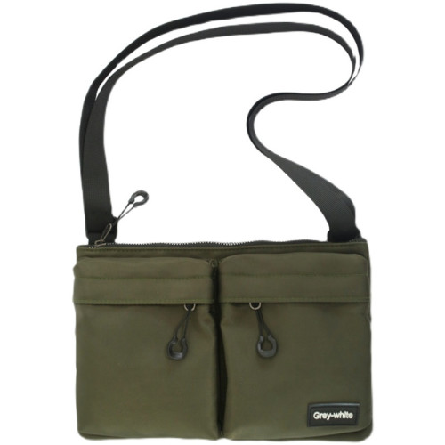 斜後後背包黑色休閒時尚郵差包運動男士單肩包百搭上班小方包綠色布包