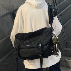 斜後後背包男士潮牌大容量工裝風單肩包ins潮男運動挎包時尚機能後後背包