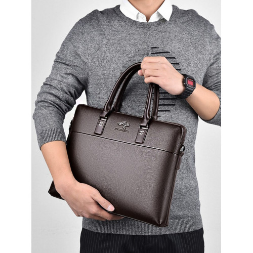 時尚手提包男士軟皮質感商務公文包大容量單肩包斜後後背包電腦後後背包