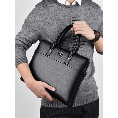 時尚手提包男士軟皮質感商務公文包大容量單肩包斜後後背包電腦後後背包