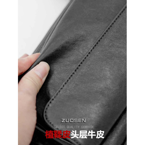 左森多口袋真皮小包植鞣牛皮手機斜後後背包頭層牛皮單肩包男士後後背包包