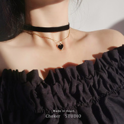 黑色絲絨choker項圈女頸帶鎖骨鍊項鍊頸鏈脖子配飾品chocker頸環