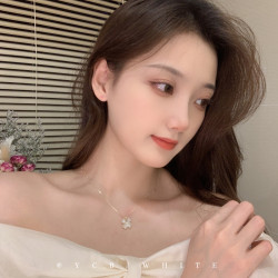 「白月光」法式輕奢四葉草貓眼項鍊簡約小衆高級感溫柔鎖骨鍊頸鏈